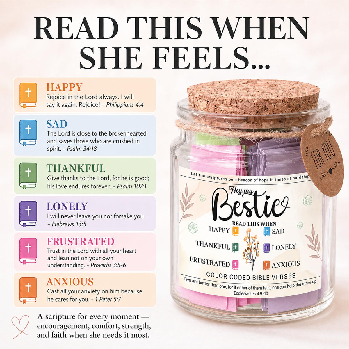 Read This When Bible Verses Jar – Birthday Gifts for Women, Christian Gifts for Women, Graduations Gift for Her, Gift for Mom from Daughter