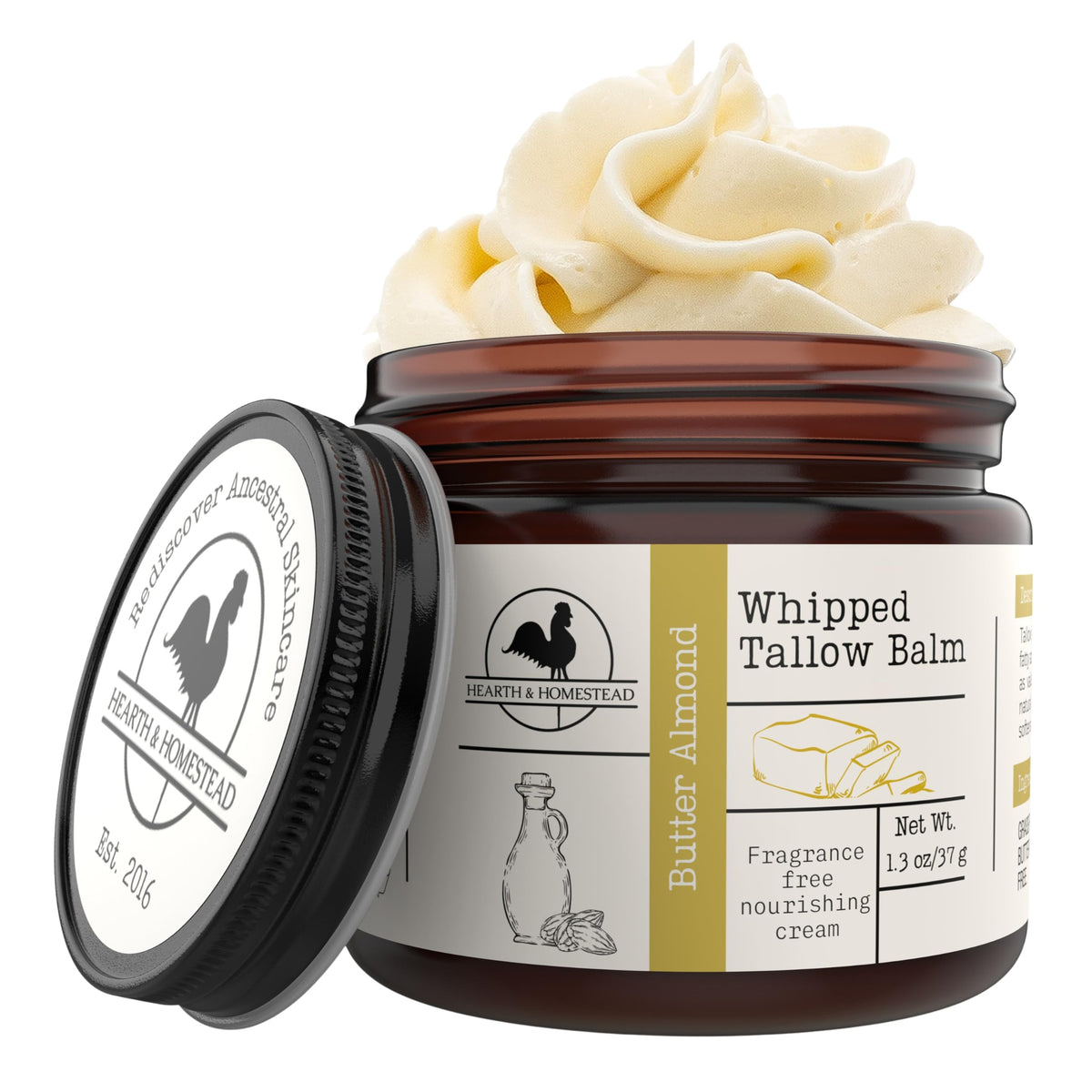 Hearth & Homestead Whipped Beef Tallow for Skin & Face, Unscented, 1.3oz