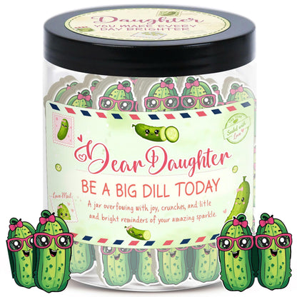DEARMINE 60 Positive Pickle Cards Jar, Birthday Gifts for Women, Teens, Adults, Back to School Gift, White Elephant Gifts, Stocking Stuffers, Teen Girl Gifts Trendy Stuff